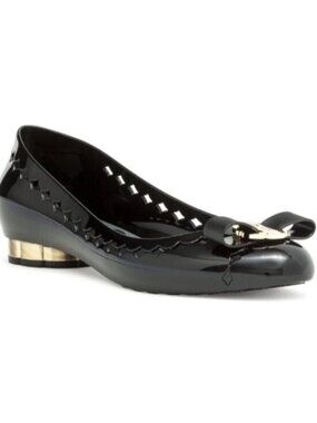 Salvatore Ferragamo Jelly Black Rubber Ballerinas Ballet Flats